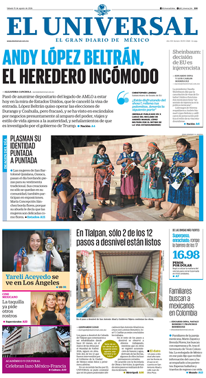 Prima pagina El Universal di oggi - Quotidiano estero