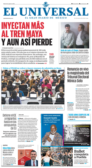 Prima pagina El Universal di oggi - Quotidiano estero