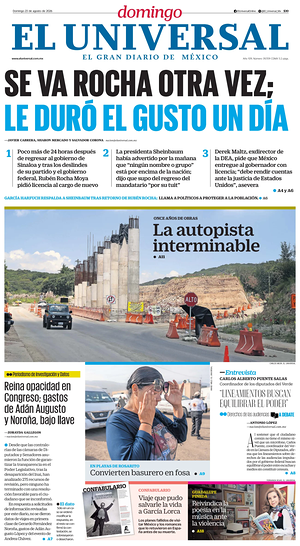 Prima pagina El Universal di oggi - Quotidiano estero