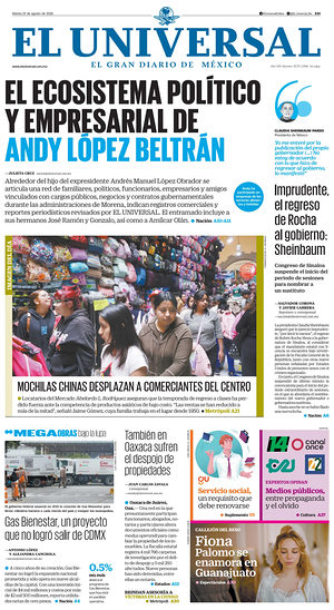 Prima pagina El Universal di oggi - Quotidiano estero