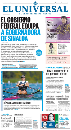 Prima pagina El Universal di oggi - Quotidiano estero