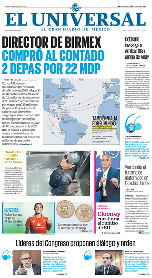 Prima pagina El Universal di oggi - Quotidiano estero
