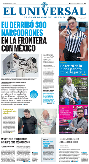 Prima pagina El Universal di oggi - Quotidiano estero