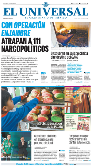 Prima pagina El Universal di oggi - Quotidiano estero