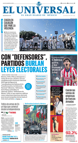 Prima pagina El Universal di oggi - Quotidiano estero