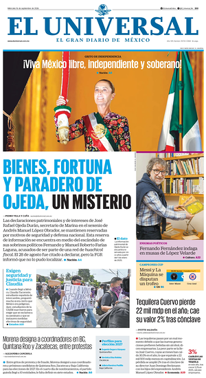 Prima pagina El Universal di oggi - Quotidiano estero