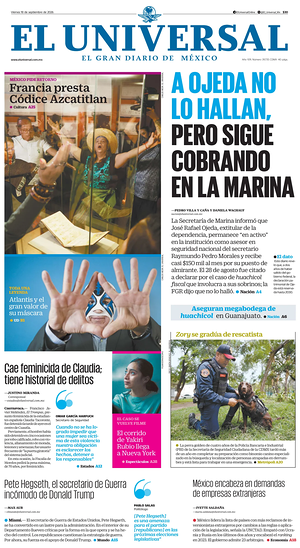 Prima pagina El Universal di oggi - Quotidiano estero