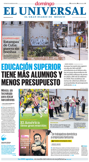 Prima pagina El Universal di oggi - Quotidiano estero