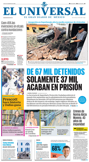 Prima pagina El Universal di oggi - Quotidiano estero