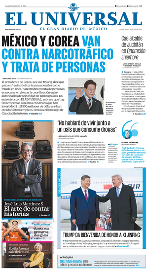 Prima pagina El Universal di oggi - Quotidiano estero