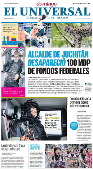 Prima pagina El Universal di oggi - Quotidiano estero
