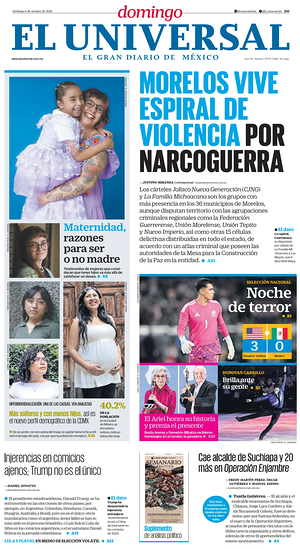 Prima pagina El Universal di oggi - Quotidiano estero