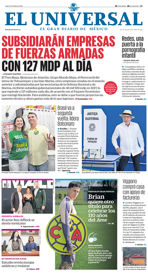 Prima pagina El Universal di oggi - Quotidiano estero