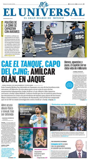 Prima pagina El Universal di oggi - Quotidiano estero