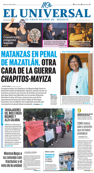 Prima pagina El Universal di oggi - Quotidiano estero