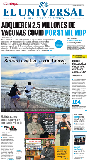 Prima pagina El Universal di oggi - Quotidiano estero