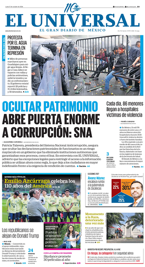 Prima pagina El Universal di oggi - Quotidiano estero