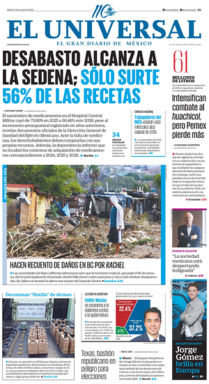 Prima pagina El Universal di oggi - Quotidiano estero