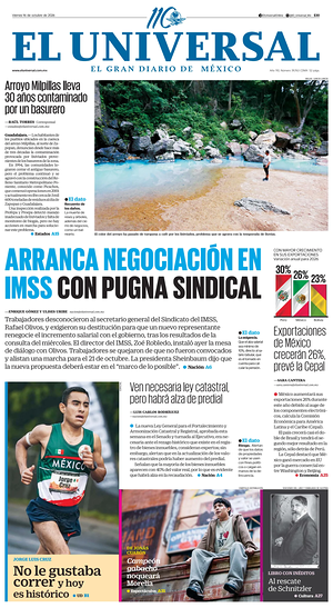 Prima pagina El Universal di oggi - Quotidiano estero