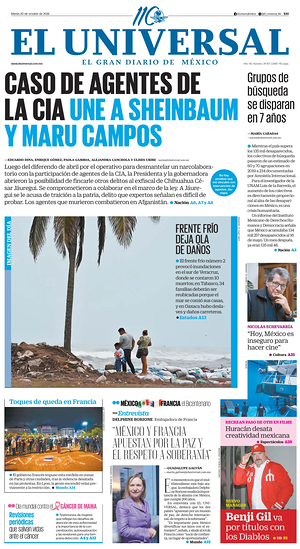 Prima pagina El Universal di oggi - Quotidiano estero