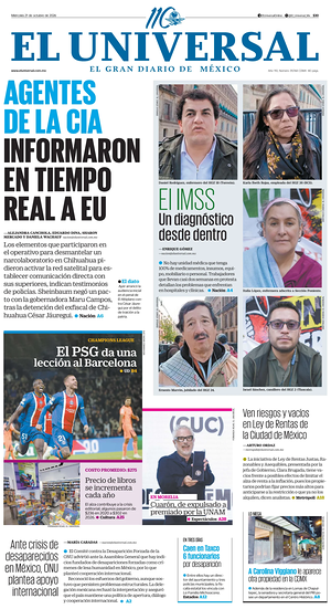 Prima pagina El Universal di oggi - Quotidiano estero