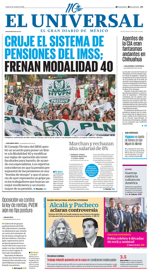 Prima pagina El Universal di oggi - Quotidiano estero
