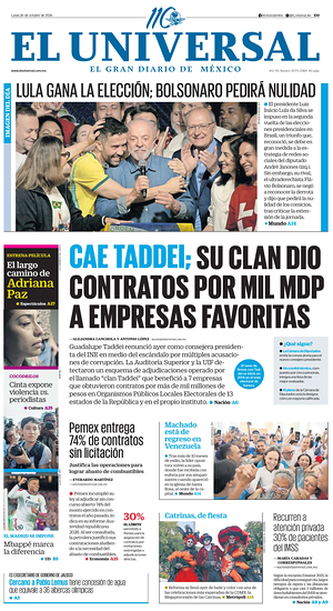 Prima pagina El Universal di oggi - Quotidiano estero