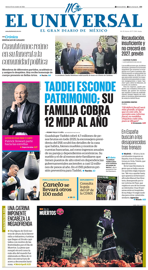 Prima pagina El Universal di oggi - Quotidiano estero