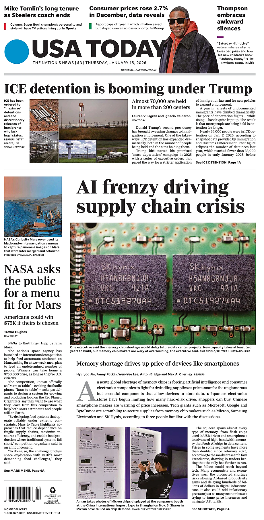 Prima pagina USA TODAY US Edition di oggi - Edicola 15 Gennaio 2026