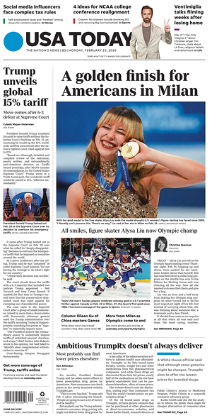 Prima pagina USA TODAY US Edition di oggi - Quotidiano estero