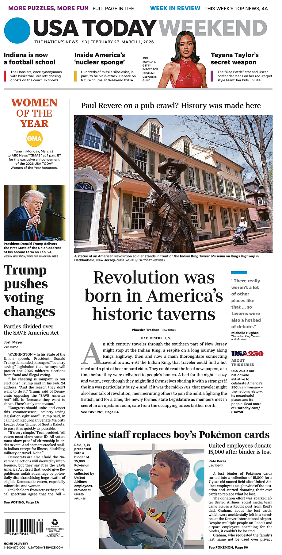 Prima pagina USA TODAY US Edition di oggi - Edicola 27 Febbraio 2026