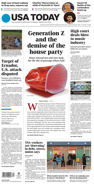 Prima pagina USA TODAY US Edition di oggi - Quotidiano estero