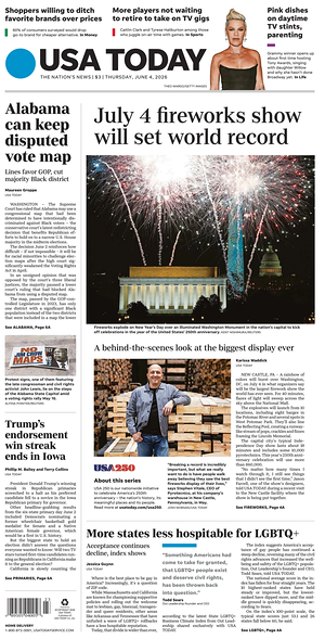 Prima pagina USA TODAY US Edition di oggi - Quotidiano estero