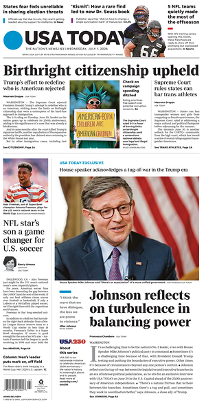 Prima pagina USA TODAY US Edition di oggi - Quotidiano estero