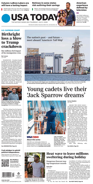 Prima pagina USA TODAY US Edition di oggi - Quotidiano estero