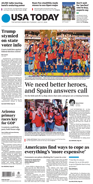 Prima pagina USA TODAY US Edition di oggi - Quotidiano estero