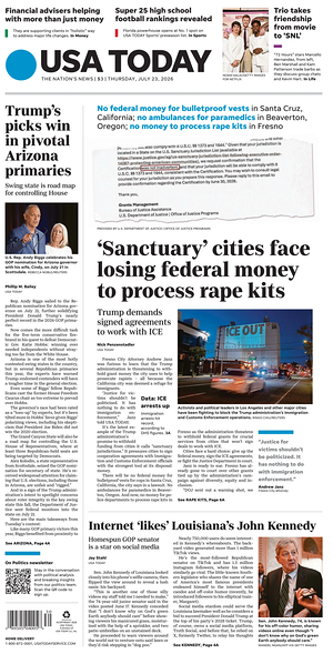 Prima pagina USA TODAY US Edition di oggi - Quotidiano estero