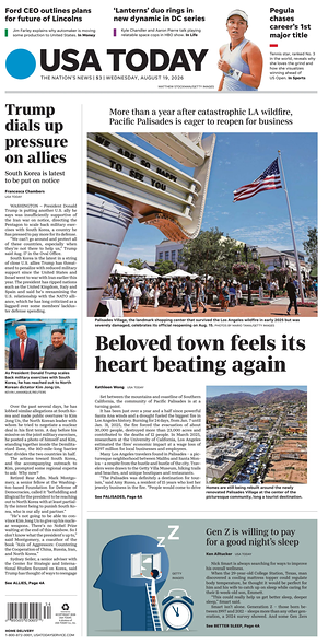 Prima pagina USA TODAY US Edition di oggi - Quotidiano estero