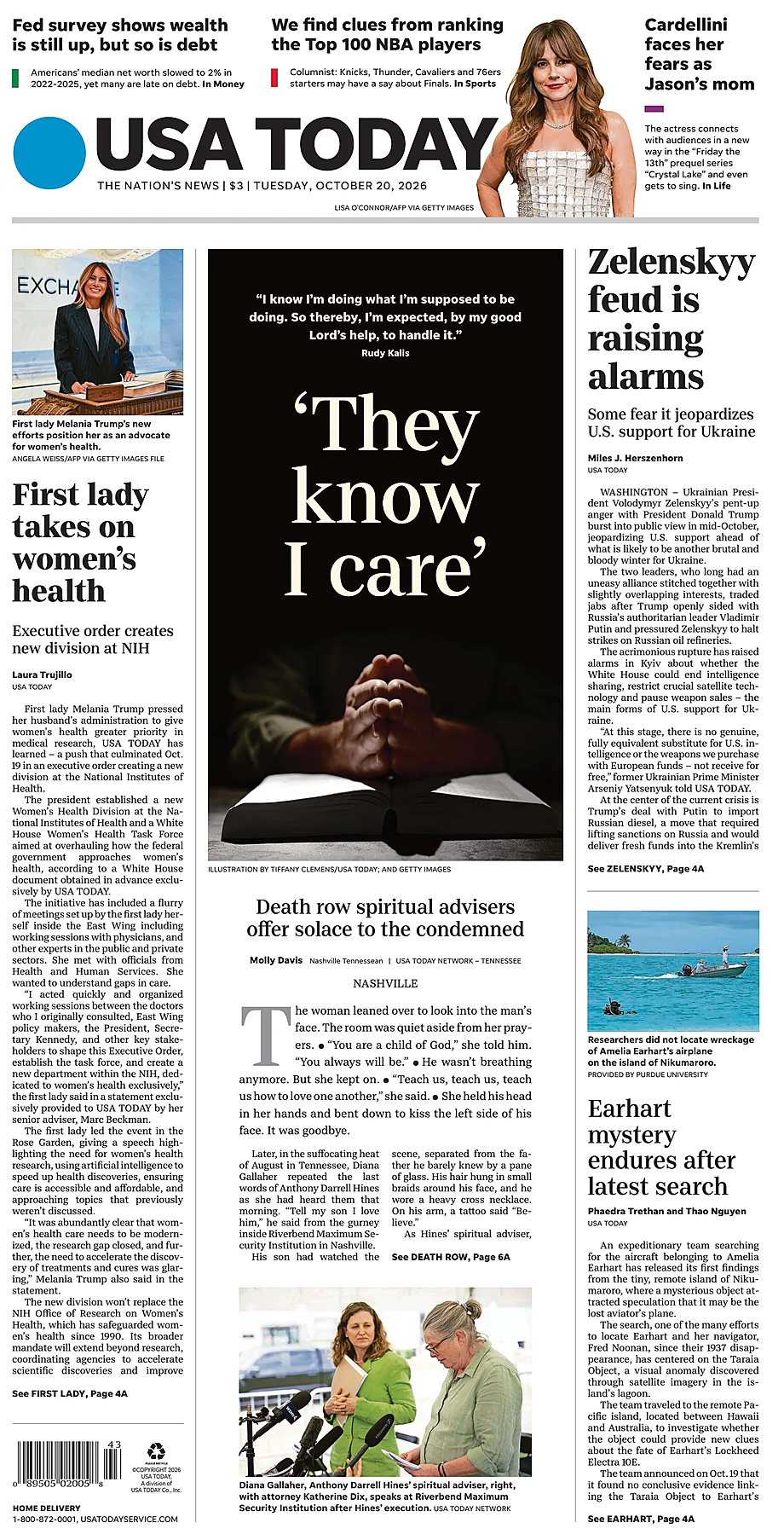 Prima pagina USA TODAY US Edition di oggi - Edicola 20 Ottobre 2026