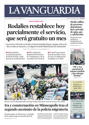 Prima pagina La Vanguardia di oggi - Quotidiano regionale