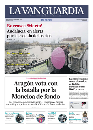 Prima pagina La Vanguardia di oggi - Quotidiano regionale