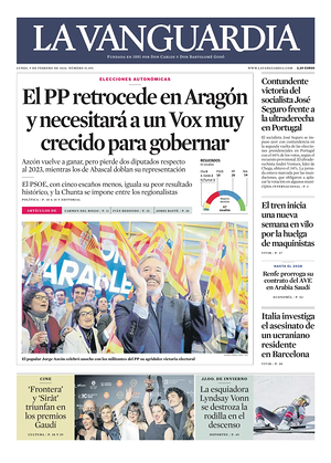 Prima pagina La Vanguardia di oggi - Quotidiano regionale