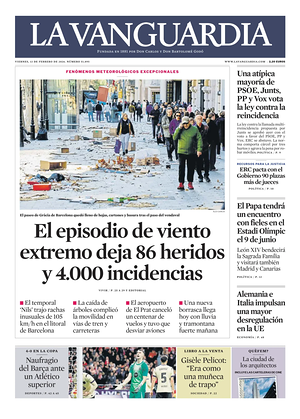 Prima pagina La Vanguardia di oggi - Quotidiano regionale