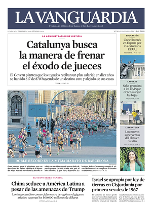 Prima pagina La Vanguardia di oggi - Quotidiano regionale