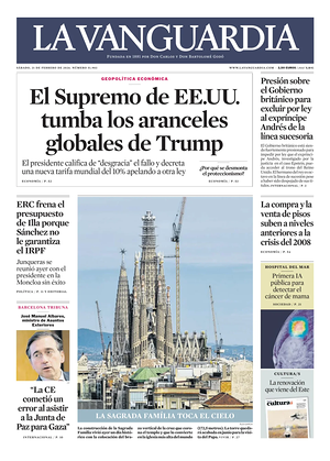 Prima pagina La Vanguardia di oggi - Quotidiano regionale
