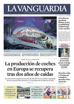 Prima pagina La Vanguardia di oggi - Quotidiano regionale