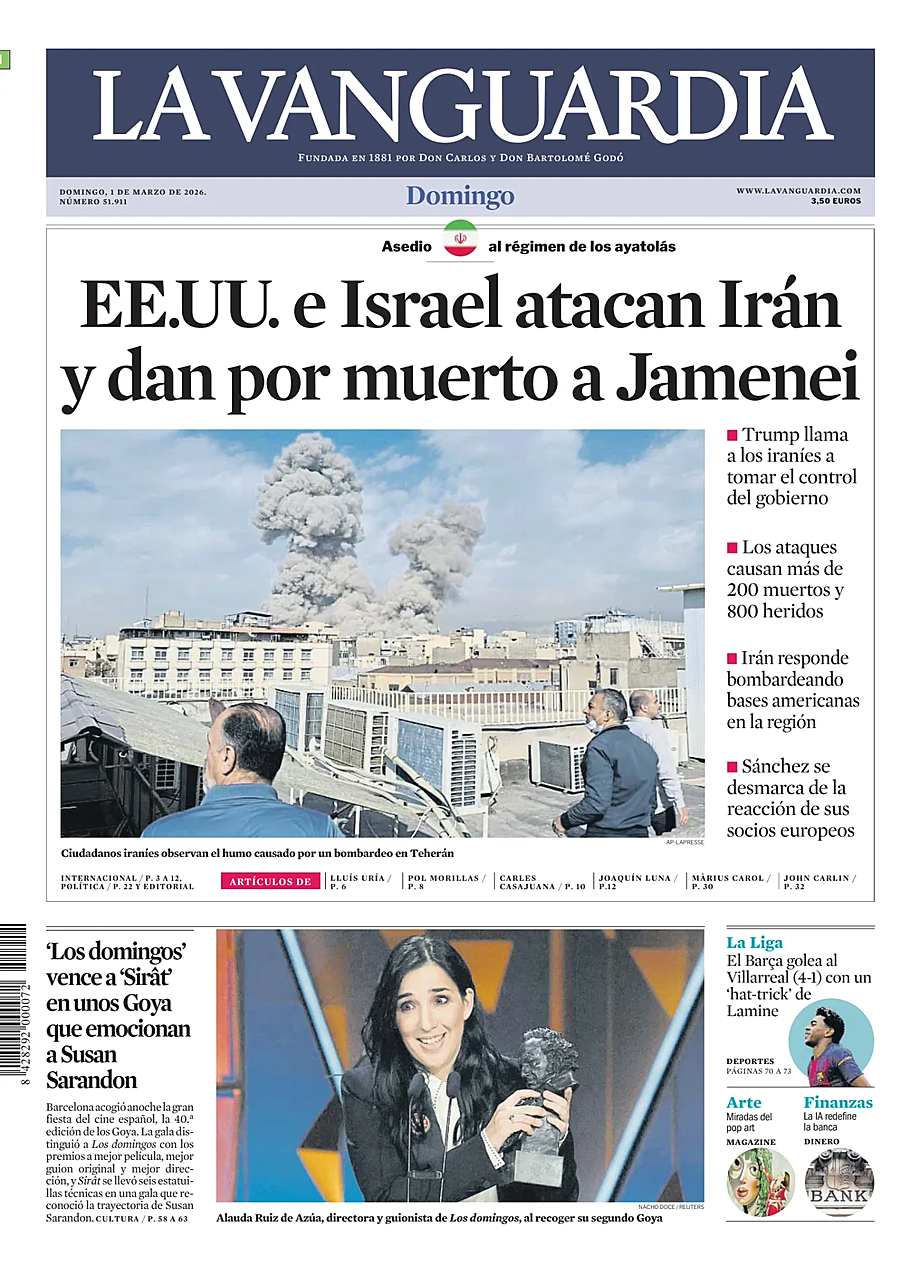 Prima pagina La Vanguardia di oggi - Edicola 1 Marzo 2026
