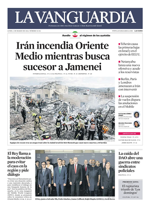 Prima pagina La Vanguardia di oggi - Quotidiano regionale