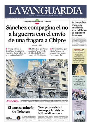 Prima pagina La Vanguardia di oggi - Quotidiano regionale