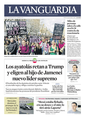 Prima pagina La Vanguardia di oggi - Quotidiano regionale